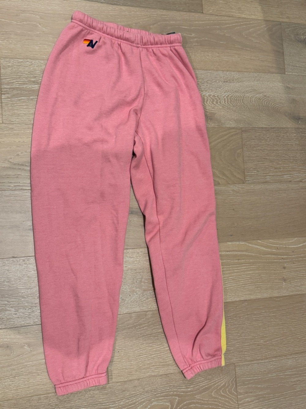 Aviator Nation Pink Sweatpants with Yellow Side Accent